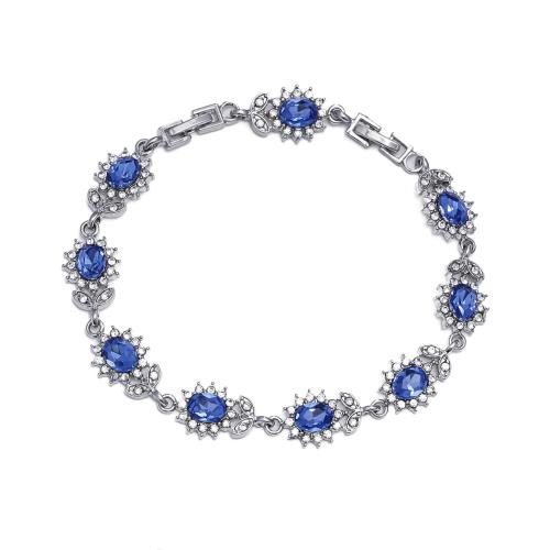 Tibetan Style Bracelet, Flower, plated, micro pave cubic zirconia & for woman, more colors for choice, Length:Approx 9.4 Inch, Sold By PC