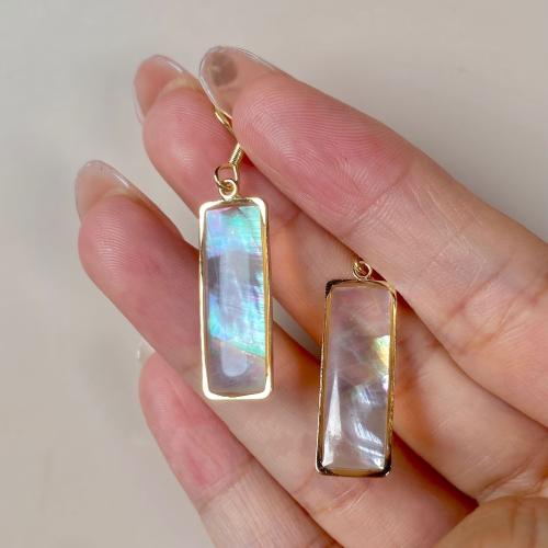 Tibetan Style Drop Earring, with Abalone Shell, Geometrical Pattern, gold color plated, fashion jewelry & for woman, 10x45mm, Sold By Pair