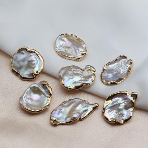 Freshwater Pearl Pendants, with Brass, Baroque, gold color plated, DIY, more colors for choice, 9-11mm, Sold By PC