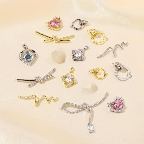 Cubic Zirconia Micro Pave Brass Pendant, gold color plated, DIY & micro pave cubic zirconia, more colors for choice, 5PCs/Bag, Sold By Bag