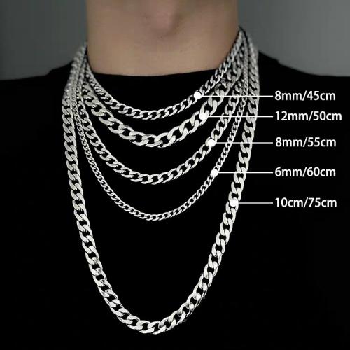 Stainless Steel Chain Necklace, 304 Stainless Steel, gold color plated, fashion jewelry, silver color, Sold By PC