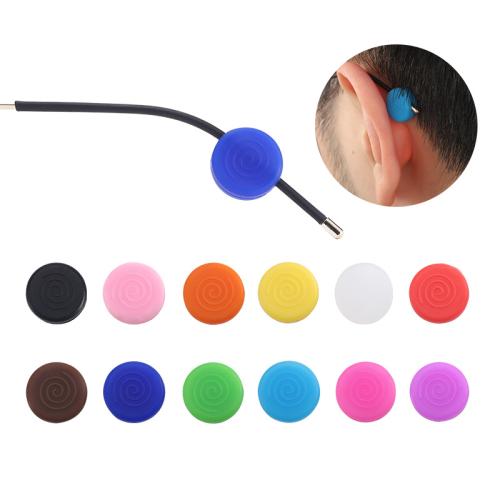 Silicone Glasses Anti-slip Clasp, Flat Round, anti-skidding & double-hole, more colors for choice, 13.70mm, Approx 100Pairs/Bag, Sold By Bag
