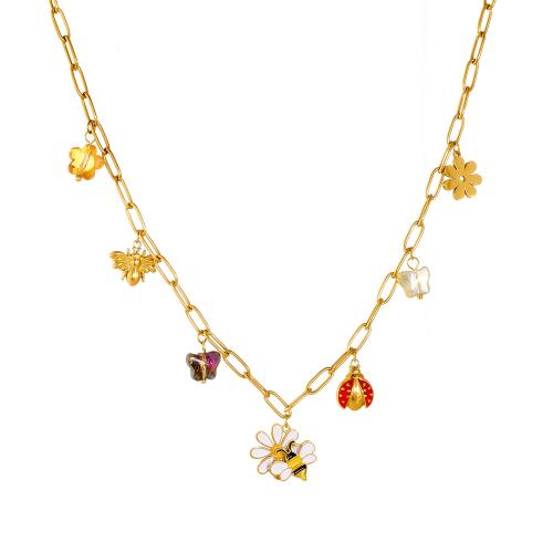 Enamel Stainless Steel Jewelry Set, 304 Stainless Steel, with Acrylic, gold color plated, different styles for choice & for woman, Sold By PC