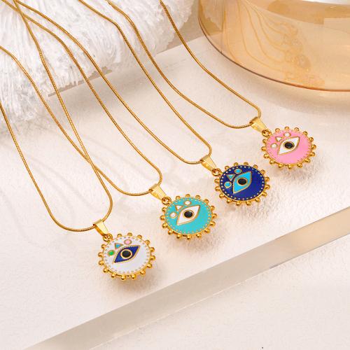 Brass Necklace, 304 Stainless Steel, gold color plated, fashion jewelry & for woman & enamel, more colors for choice, Sold By PC