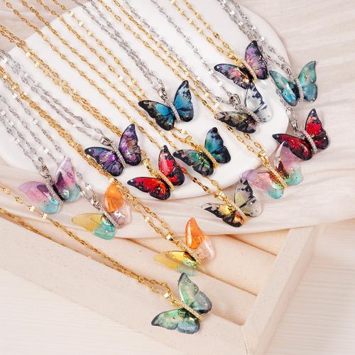 Brass Necklace, with Resin, plated, fashion jewelry & for woman & with rhinestone, more colors for choice, Sold By PC