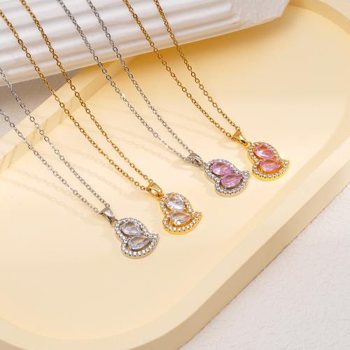 Cubic Zircon Micro Pave Brass Necklace, plated, micro pave cubic zirconia & for woman & hollow, more colors for choice, Sold By PC