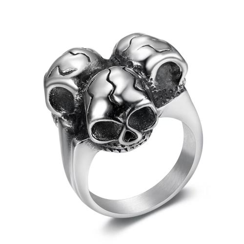 Stainless Steel Finger Ring, 304 Stainless Steel, Skull, Antique finish, fashion jewelry & different size for choice & for man, original color, Sold By Pair