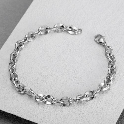 Stainless Steel Jewelry Bracelet, 304 Stainless Steel, polished, fashion jewelry & for man, original color, Length:20.5 cm, Sold By PC