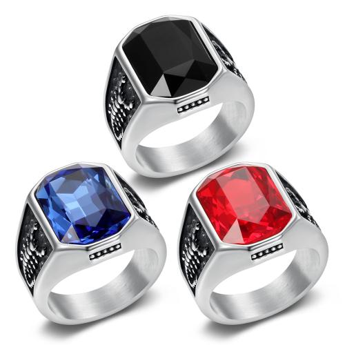 Rhinestone Stainless Steel Finger Ring, 304 Stainless Steel, different size for choice & for man & with rhinestone, more colors for choice, Sold By PC