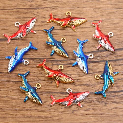 Tibetan Style Enamel Pendants, Shark, plated, DIY, more colors for choice, 17x33mm, 100PCs/Bag, Sold By Bag