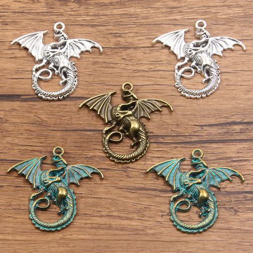 Tibetan Style Pendants, Dragon, plated, DIY, more colors for choice, 43x46mm, 100PCs/Bag, Sold By Bag