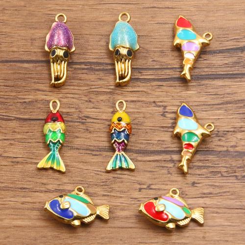 Stainless Steel Animal Pendants, 304 Stainless Steel, Fish, plated, DIY & enamel, more colors for choice, 20PCs/Bag, Sold By Bag