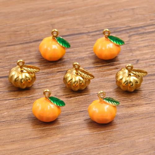 Stainless Steel Pendants, 304 Stainless Steel, Pumpkin, plated, DIY & enamel, more colors for choice, 100PCs/Bag, Sold By Bag