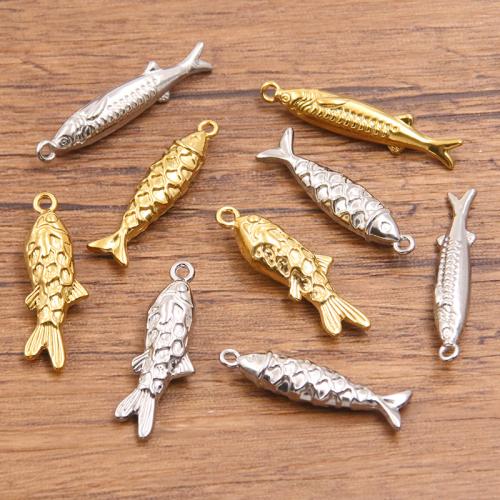 Stainless Steel Animal Pendants, 304 Stainless Steel, Fish, plated, DIY, more colors for choice, 100PCs/Bag, Sold By Bag