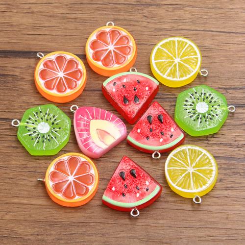 Resin Pendant, Fruit, plated, DIY & enamel, more colors for choice, Sold By Bag