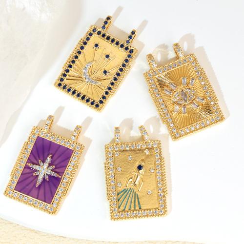 Cubic Zirconia Micro Pave Brass Pendant, plated, DIY & micro pave cubic zirconia & enamel, more colors for choice, nickel, lead & cadmium free, Sold By PC