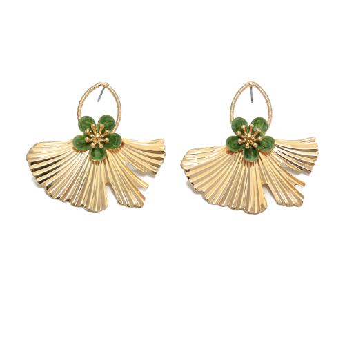 alliage de zinc Boucle d'oreille goutte, Placage de couleur d'or, bijoux de mode & pour femme & émail, 50x50mm, Vendu par paire