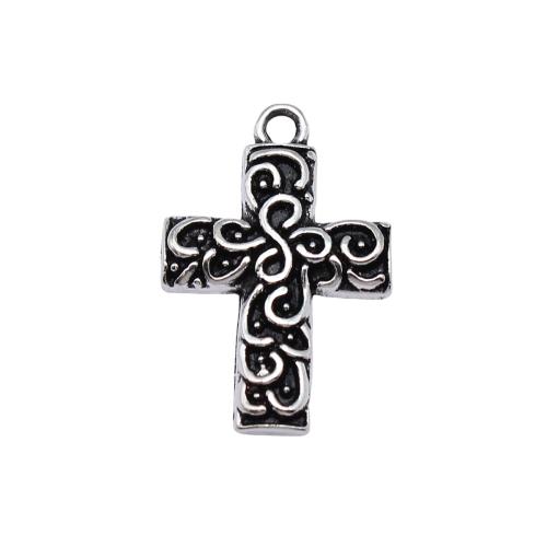 Tibetan Style Flower Pendants, Cross, antique silver color plated, vintage & DIY, 28x19mm, 10PCs/Bag, Sold By Bag