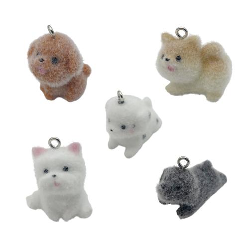 Resin Pendant, with Flocking Fabric, Dog, DIY & different styles for choice, Sold By PC