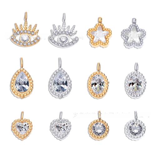 Stainless Steel Pendants, 304 Stainless Steel, gold color plated, DIY & micro pave cubic zirconia, more colors for choice, Sold By PC