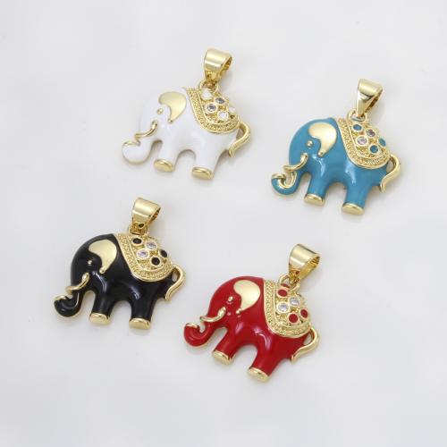 Brass Jewelry Pendants, Elephant, plated, DIY & enamel, more colors for choice, nickel, lead & cadmium free, 17x19.30x3.80mm, Sold By PC