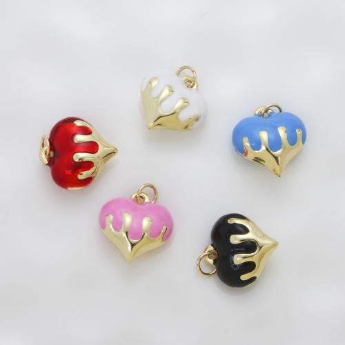 Brass Jewelry Pendants, Heart, plated, DIY & enamel, more colors for choice, nickel, lead & cadmium free, 15.70x14.80x7.40mm, Sold By PC