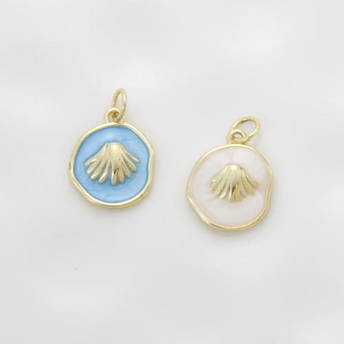 Brass Jewelry Pendants, Shell, plated, DIY & enamel, more colors for choice, nickel, lead & cadmium free, 15.40x12.60x3.20mm, Sold By PC