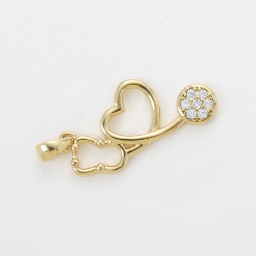 Cubic Zirconia Micro Pave Brass Pendant, Heart, plated, DIY & micro pave cubic zirconia, more colors for choice, nickel, lead & cadmium free, 24x11.50x2.30mm, Sold By PC