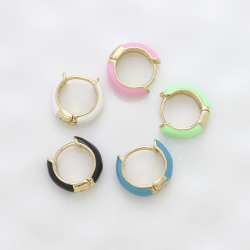 Brass Huggie Hoop Earring, plated, fashion jewelry & enamel, more colors for choice, nickel, lead & cadmium free, 16x14.70x5.20mm, Sold By Pair