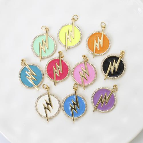 Cubic Zirconia Micro Pave Brass Pendant, plated, DIY & micro pave cubic zirconia & enamel, more colors for choice, 27.70x19.70x2.40mm, Sold By PC