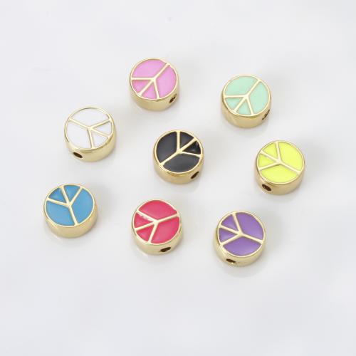 Brass Jewelry Beads, plated, DIY & enamel, more colors for choice, 9.60x9.60x4.80mm, Sold By PC