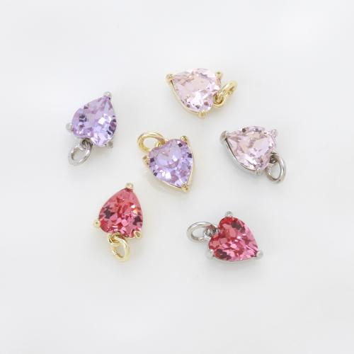 Cubic Zirconia Brass Pendants, plated, DIY & micro pave cubic zirconia, more colors for choice, 10x6x4.70mm, Sold By PC