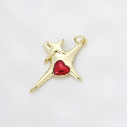 Brass Heart Pendants, Cross, plated, DIY & enamel, more colors for choice, 31.30x22x3.30mm, Sold By PC