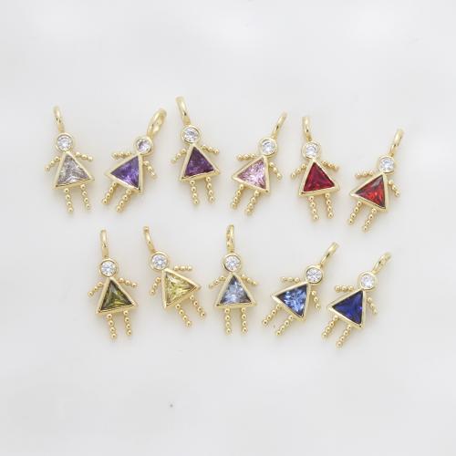 Cubic Zirconia Micro Pave Brass Pendant, plated, DIY & micro pave cubic zirconia, more colors for choice, 14.80x6.80x2.20mm, Sold By PC