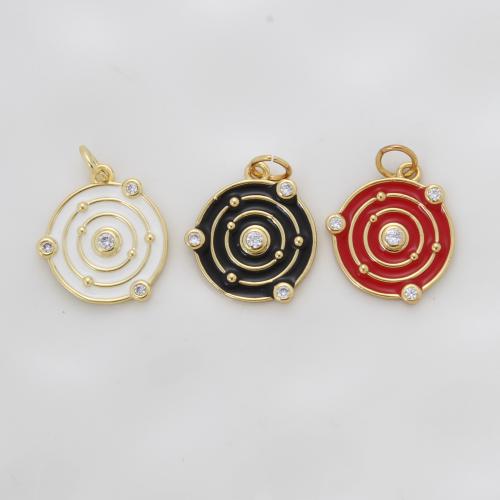 Cubic Zirconia Micro Pave Brass Pendant, plated, DIY & micro pave cubic zirconia & enamel, more colors for choice, 15.50x12x2.50mm, Sold By PC