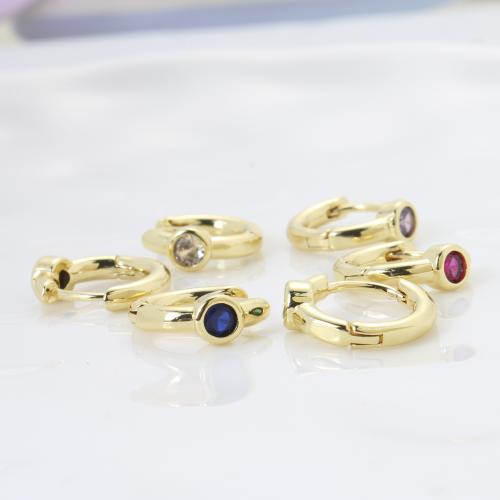 Cubic Zirconia Micro Pave Brass Earring, plated, DIY & micro pave cubic zirconia, more colors for choice, 12.30x10.80x4mm, Sold By Pair