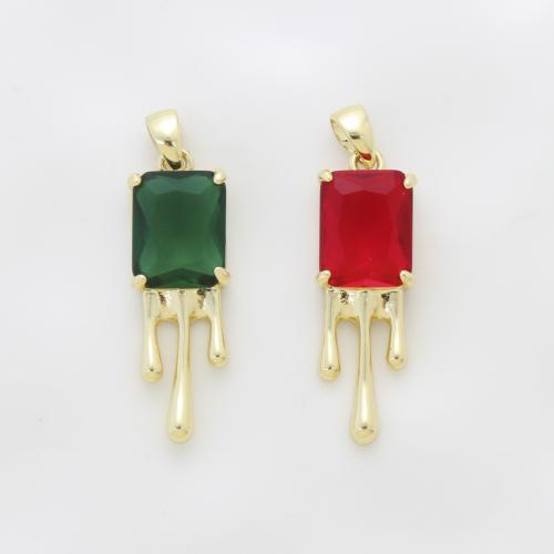 Cubic Zirconia Brass Pendants, plated, DIY & micro pave cubic zirconia, more colors for choice, 26x8.50x5.20mm, Sold By PC