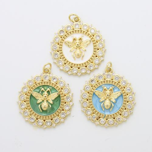 Cubic Zirconia Micro Pave Brass Pendant, plated, DIY & micro pave cubic zirconia & enamel, more colors for choice, 29x27x3.60mm, Sold By PC