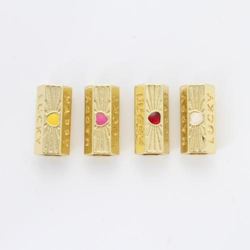 Brass Tube Beads, plated, DIY & micro pave cubic zirconia, more colors for choice, nickel, lead & cadmium free, 39.50x23.50x6.50mm, Sold By PC