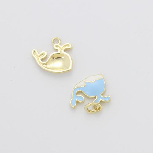 Brass Jewelry Pendants, Whale, plated, DIY & enamel, more colors for choice, nickel, lead & cadmium free, 9.20x10.30x1.80mm, Sold By PC