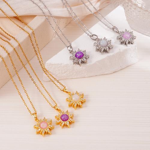 Cubic Zircon Micro Pave Brass Necklace, with Resin, plated, fashion jewelry & micro pave cubic zirconia & for woman, more colors for choice, Sold By PC
