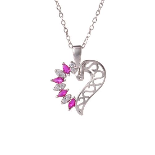 Cubic Zircon Micro Pave Brass Necklace, plated, micro pave cubic zirconia & for woman & hollow, more colors for choice, Sold By PC