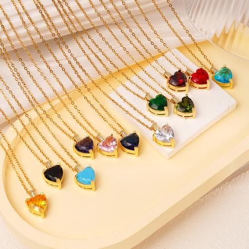 Brass Necklace, with Cubic Zirconia, gold color plated, fashion jewelry & for woman, more colors for choice, Sold By PC