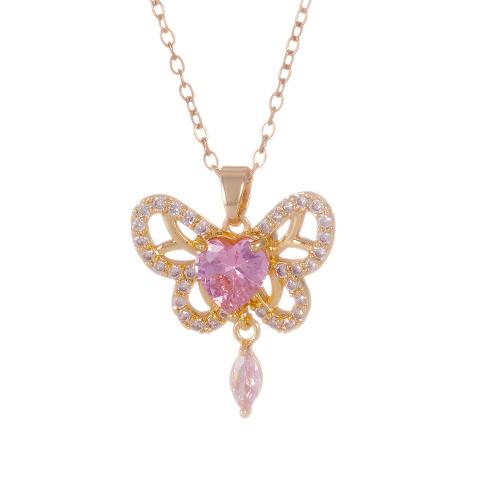 Cubic Zircon Micro Pave Brass Necklace, plated, different styles for choice & micro pave cubic zirconia & for woman & hollow, more colors for choice, Sold By PC