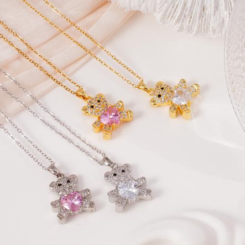 Circón cúbico Micro pavimentar collar de cobre amarillo, metal, chapado, Joyería & micro arcilla de zirconia cúbica & para mujer, más colores para la opción, Vendido por UD