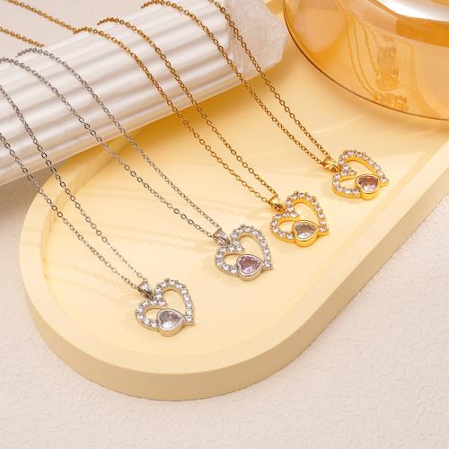 Cubic Zircon Micro Pave Brass Necklace, plated, micro pave cubic zirconia & for woman & hollow, more colors for choice, Sold By PC