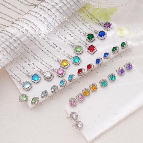 Cubic Zirconia Micro Pave Brass Jewelry Sets, plated, different styles for choice & micro pave cubic zirconia & for woman, more colors for choice, Sold By PC