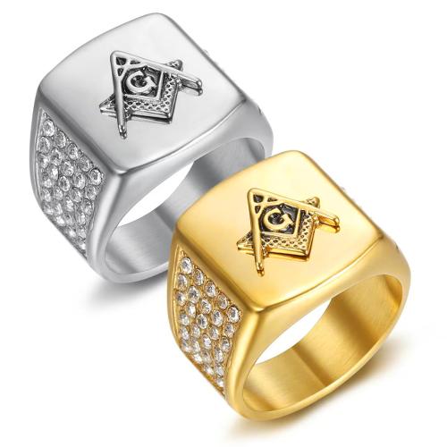 Rhinestone Stainless Steel Finger Ring, 304 Stainless Steel, plated, different size for choice & for man & with rhinestone, more colors for choice, Sold By PC