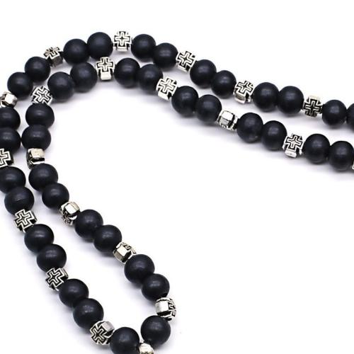 Rosary Necklace, Tibetan Style, with Schima Superba, plated, fashion jewelry, mixed colors, 2mm, Length:47 cm, Sold By PC