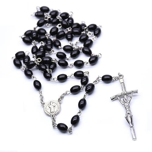 Rosary Necklace, Tibetan Style, with Glass, plated, fashion jewelry, mixed colors, 6mm, Length:58.5 cm, Sold By PC